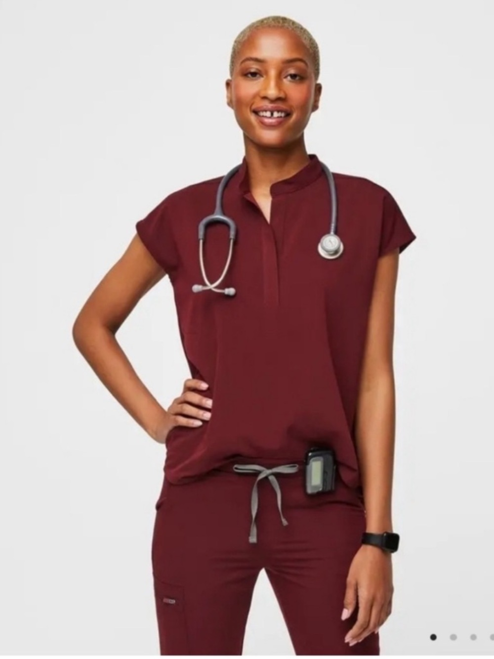 FIGS Burgundy Oversized Rafaela Scrub Top Size Small